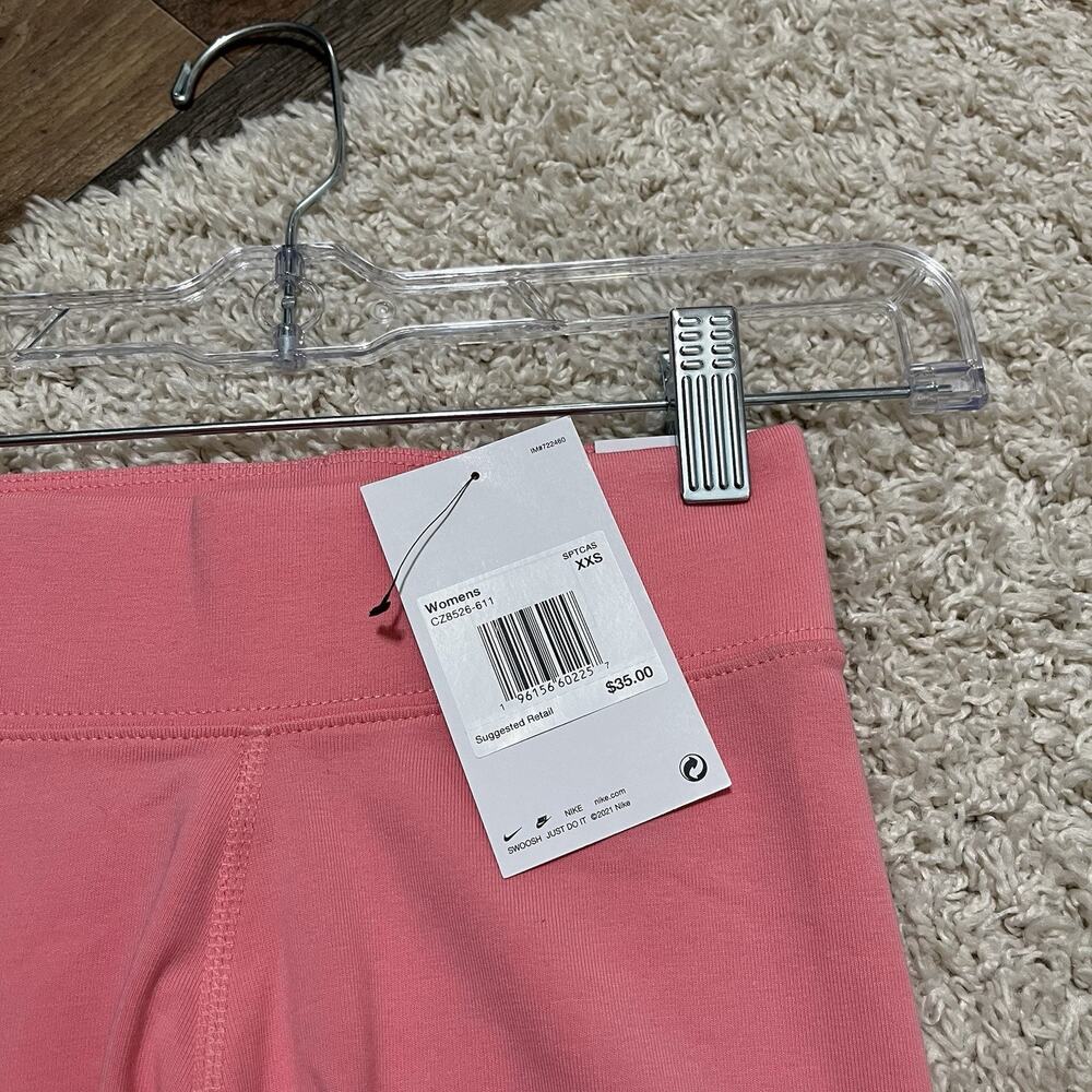 Nike Size XXS Pink White Tight Fit Mid-Rise Biker Shorts NWT - Picture 3 of 7